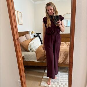 1. State Flutter Sleeve Mock Neck Ruffle Jumpsuit